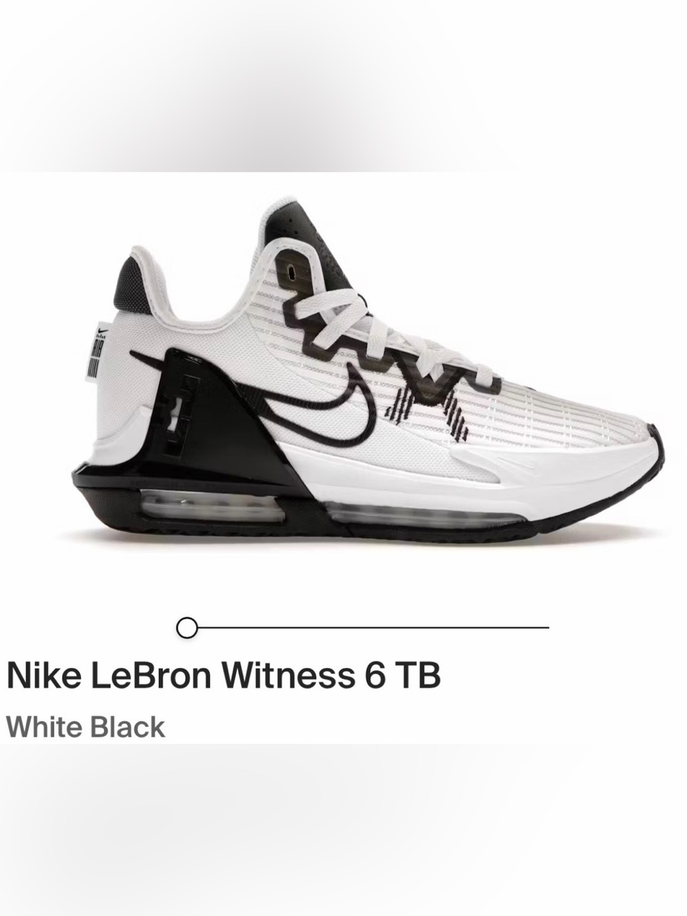 Nike LeBron Witness 6 TB White/Black Men's Basketball Shoes